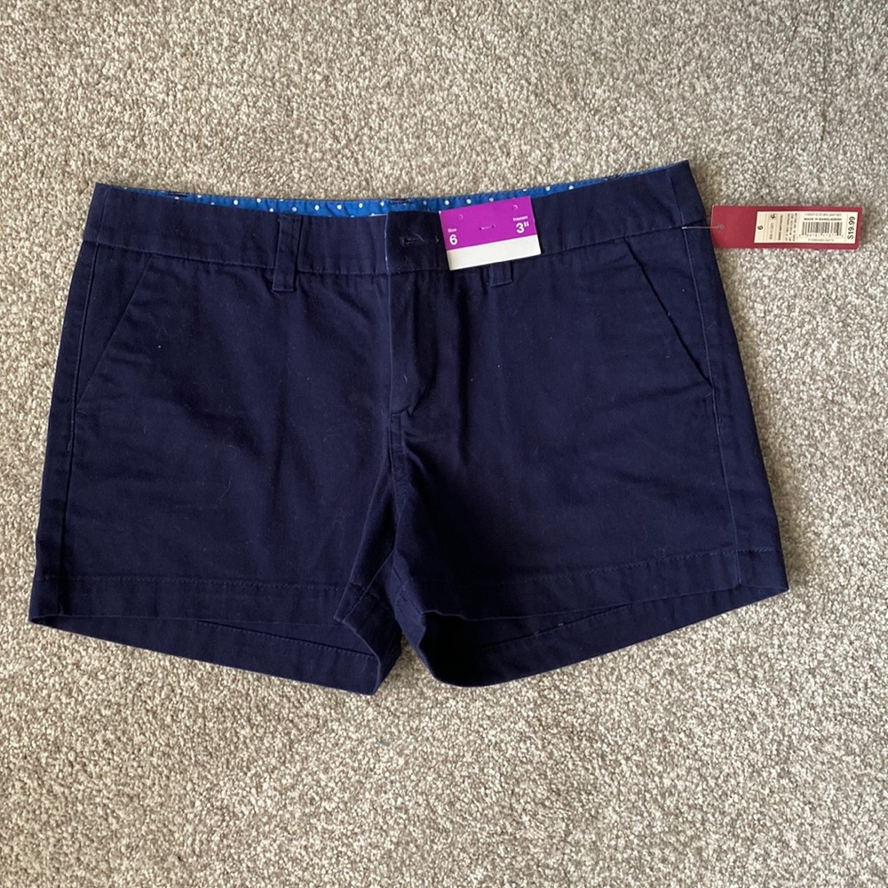 NWT Merona Navy 100% cotton twill shorts Sz 6